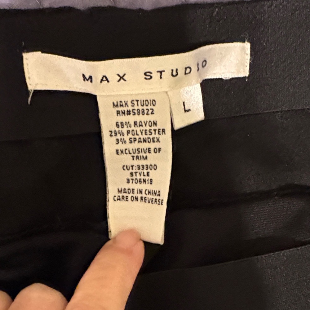 3/$25 🦀Max Studio Black Bodycon Skirt with Faux Leather Trim. Sz. Large - Picture 5 of 6
